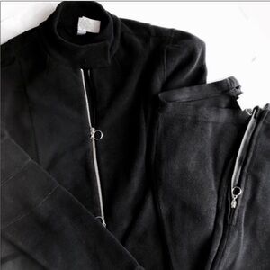 FaL NY Moto Set  Black Fleece Jacket & Pants Size Medium